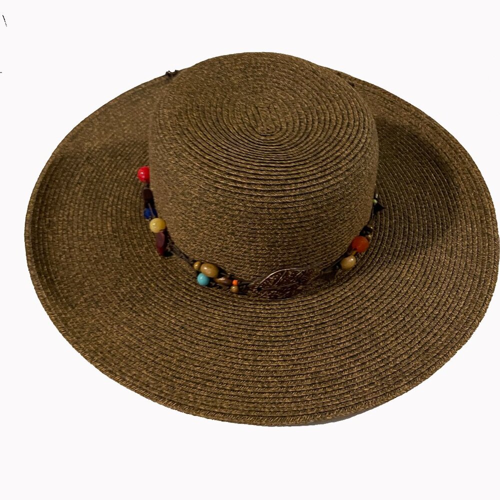 Women's Straw Hat - wide brim faux straw